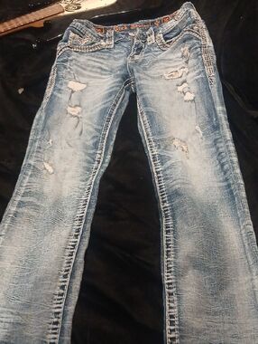 Men's Light Blue Distressed Bootcut Jeans